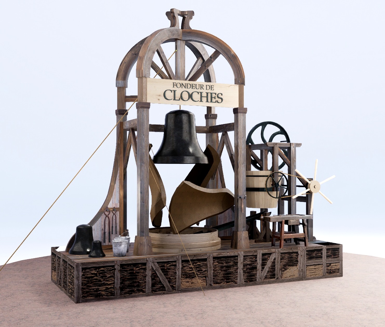 Le fondeur de cloches — rendu 3D, FIGUR.