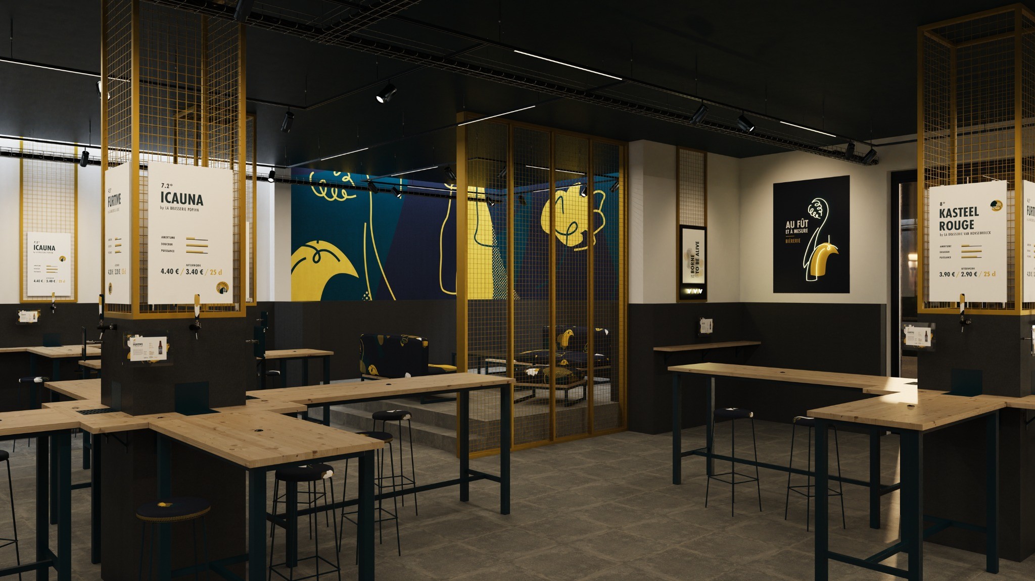 Au Fût et à Mesure — ambiance du salon.